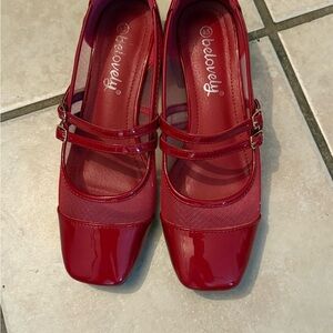 Red Double Strap Heels